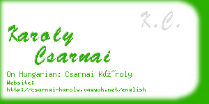 karoly csarnai business card